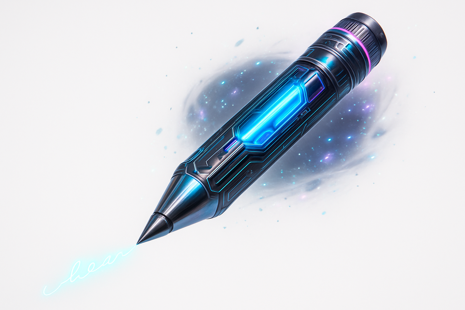 create a scifi image for pencil product but keep background wihite